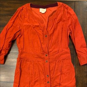Maeve orange button up Fall dress 3/4 sleeved sz 6